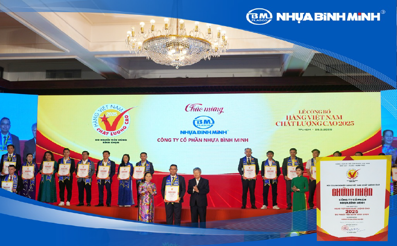 Nhựa Bình Minh 29 năm liên tiếp được người tiêu dùng bình chọn Hàng Việt Nam chất lượng cao