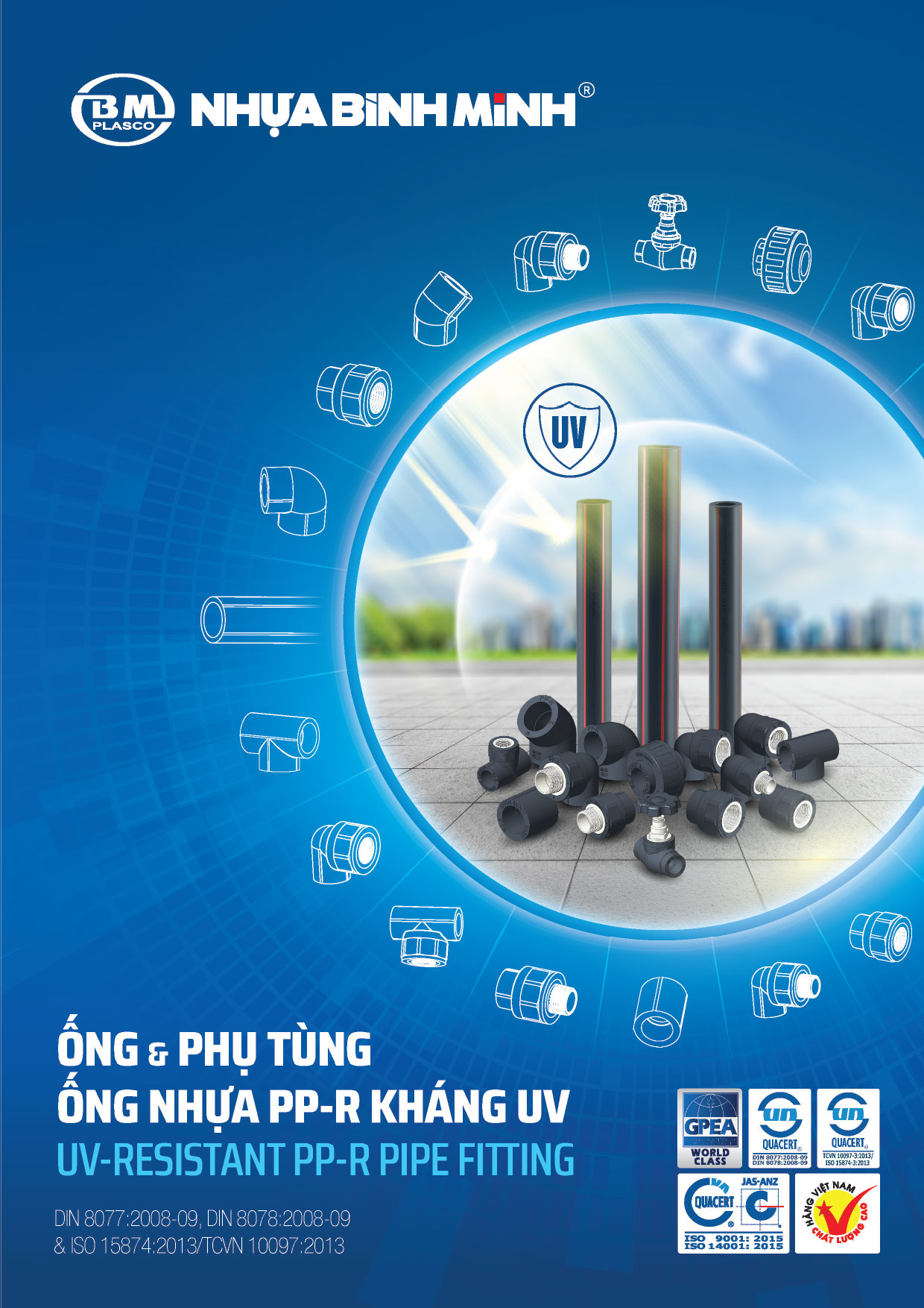 Ống và phụ tùng ống nhựa PP-R kháng UV