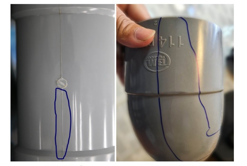 Thắc mắc về các vết mờ nghi “nứt, xước, lỗi …” trên thân sản phẩm phụ tùng ống PVC-U