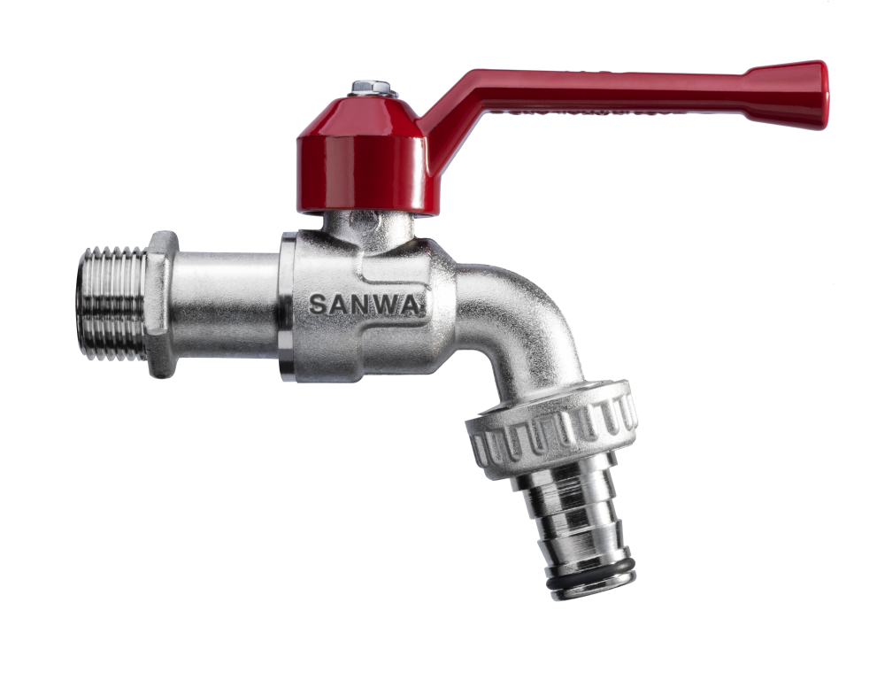 Brass ball tap with hose dn1/2 PN16 red lever