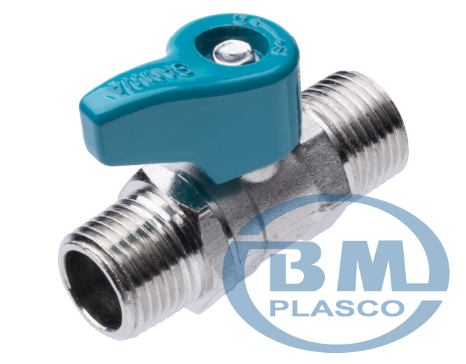 Van gạt ren ngoài - ren ngoài thau dn1/2x1/2 PN16 tay gạt xanh _ Brass male - male threaded ball valve dn1/2x1/2 PN16 blue handle