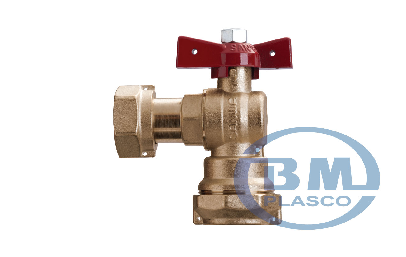 Van góc thau DZR tay gạt đỏ _ Brass angle ball valve DZR red handle